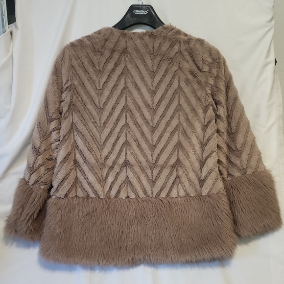 Nina Leonard Brown Teddy Jacket Plush Textured Coat - Picture 2 of 6